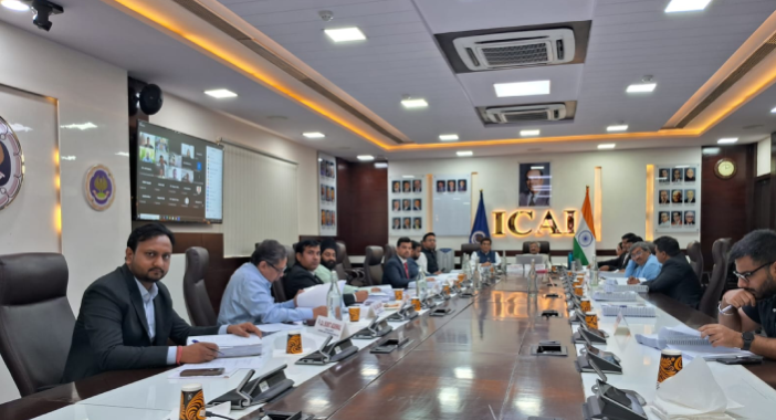 CA. Chandrashekhar V Chitale, Chairman CA. Ravi Kumar Patwa, Vice- Chairman & other Members at 102nd Meeting of the Internal Audit Standards Board on 05.06.2025 at New Delhi.